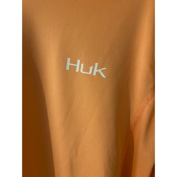 Huk Performance Fishing Hoodie Tshirt Mens S Long Sleeve Desert Flower Peach - Picture 2 of 4